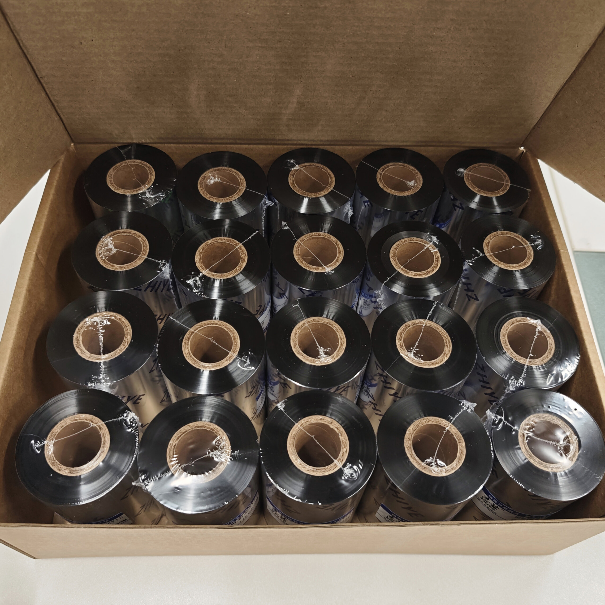Free Sample 110*300 Zebra Thermal Transfer Ribbon Black Ink Wax Resin ...